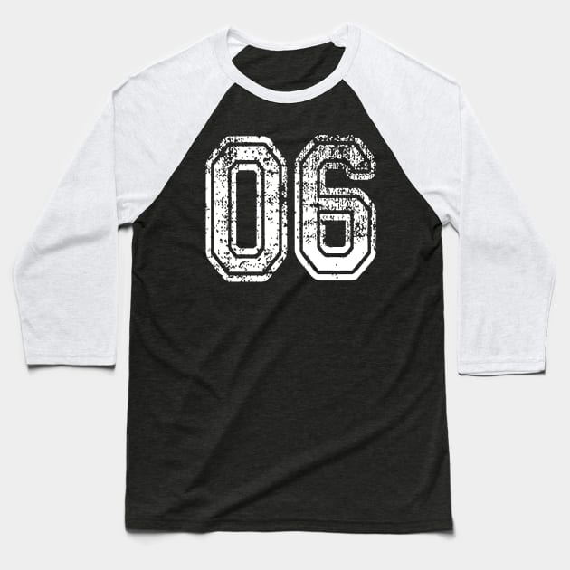 Number 6 Grungy in white Baseball T-Shirt by Sterling